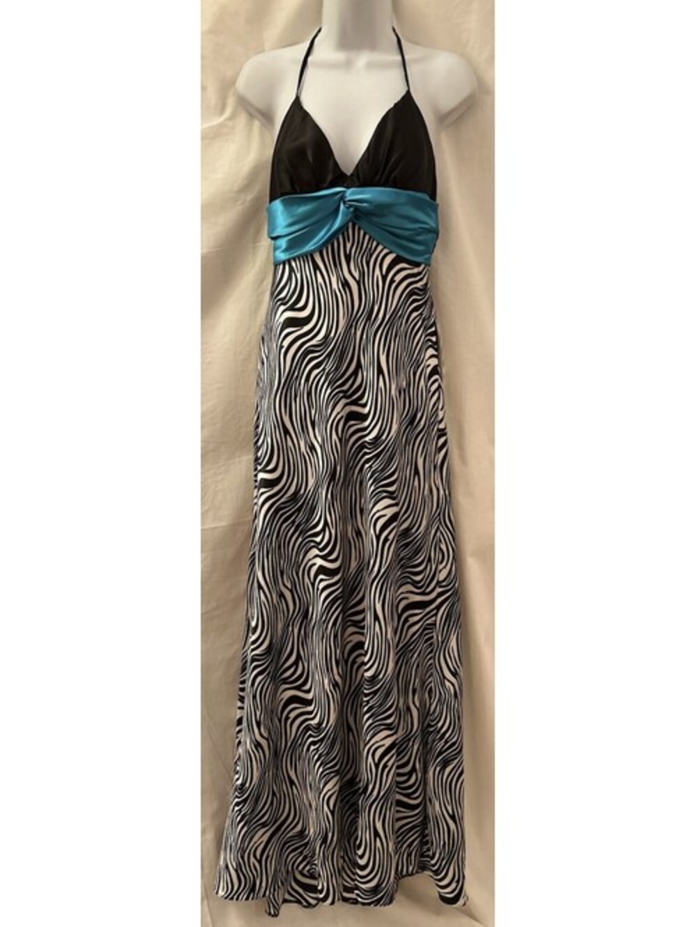VTG 90s Y2K Prom Gunne Sax Stretch Satin Animal Print Maxi Formal Dress SZ 9